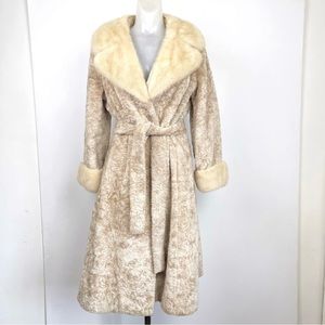 90% off!!!! Robert Meshekoff real mink fur collar coat ivory size Medium